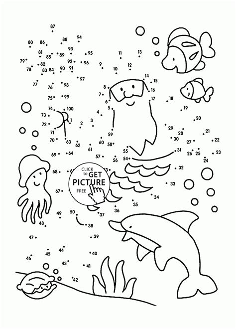 undersea dot  dot coloring pages  kids connect  dots