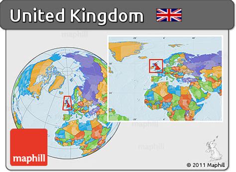 political location map  united kingdom   entire continent
