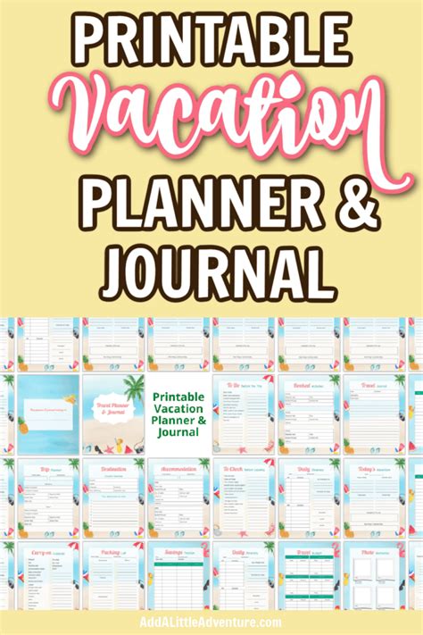 printable vacation planner  journal add   adventure