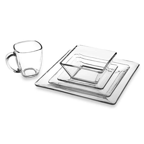 Libbey Tempo Square Glass Dinnerware Set Of 12 Glass Designs