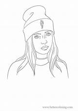 Billie Eilish Coloring Pages Hat Drawing Easy Draw Drawings Cute Printable Print Outline Dessin Dibujos Kolorowanki Twitter Famous Girl Simple sketch template