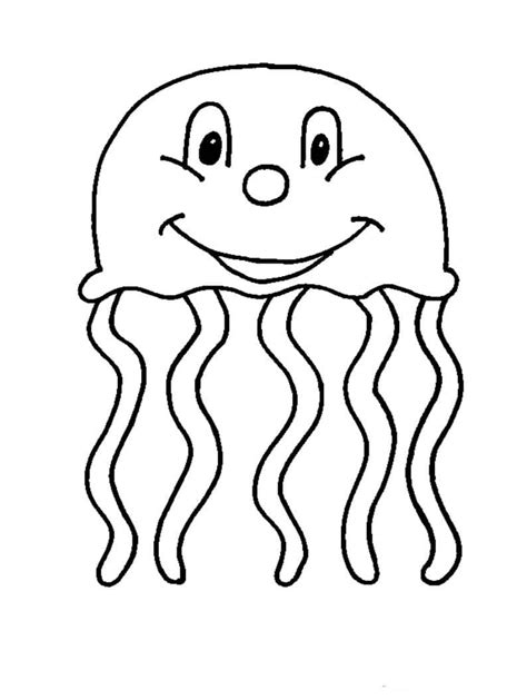 cartoon simple jellyfish coloring page  print  color