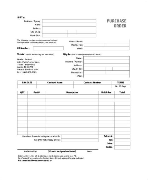 sample order forms  ms word