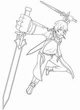Kirito Sword Pages Coloring Asuna Choose Board sketch template
