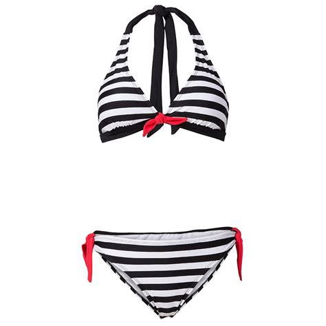 2017 Sexy Low Waist Striped Bikinis Women Swimsuit Swimwear Halter Top