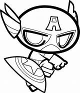 Coloring Pages Chibi America Captain Avengers Colouring Superheroes Marvel Cute Printable Shield Baby Superhero Color Super Supplies Print Da Thor sketch template