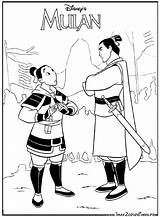 Mulan Shang Coloriages Jeune Promu Soldat Capitaine sketch template