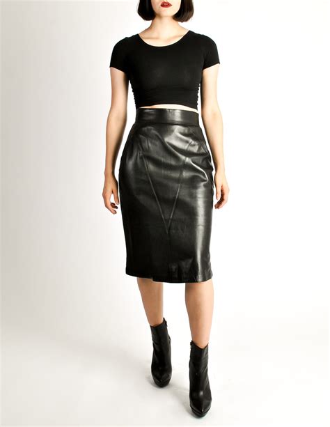 alaïa vintage black leather pencil skirt from amarcord vintage fashion