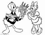 Donald Daisy Coloring Pages Duck Disney Flowers sketch template