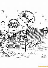 Coloring Moon Astronaut Pages A4 Walking Printable Despicable Colouring Space Kids Minion Print Books Sheets Minions Cartoons Color Choose Board sketch template