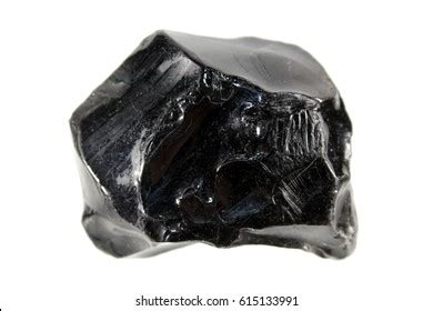 obsidian volcanic glass isolated  white stock photo