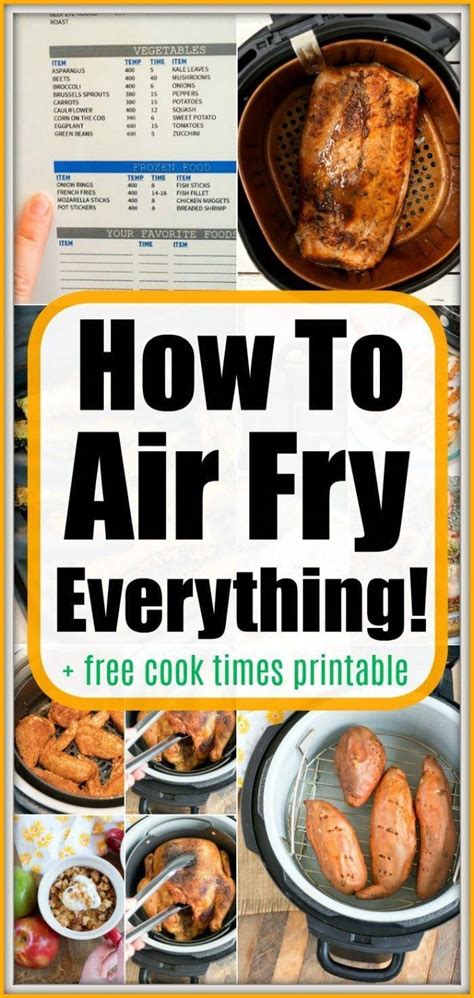 air fry   air fryer cook time printable air