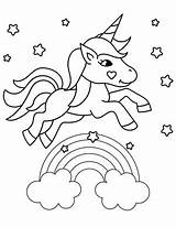 Unicorn Coloring Pages Printable Rainbow Jumping Over Cute Natashalh Dolphin Kids Sheets sketch template