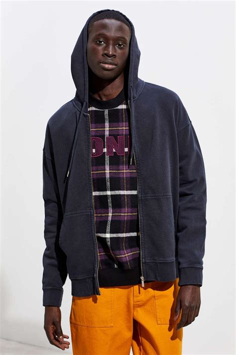 lyst urban outfitters uo full zip hoodie sweatshirt in black for men