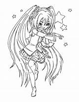 Miku Vocaloid Lineart Jadedragonne Colouring Bleach sketch template