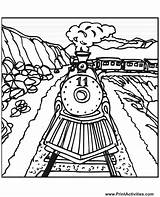 Train Coloring Pages Tracks Steam Trains Track Railroad Printable Drawing Cartoon Engine Sheets Draw Clipart Travel Colouring Old Santa Kids sketch template