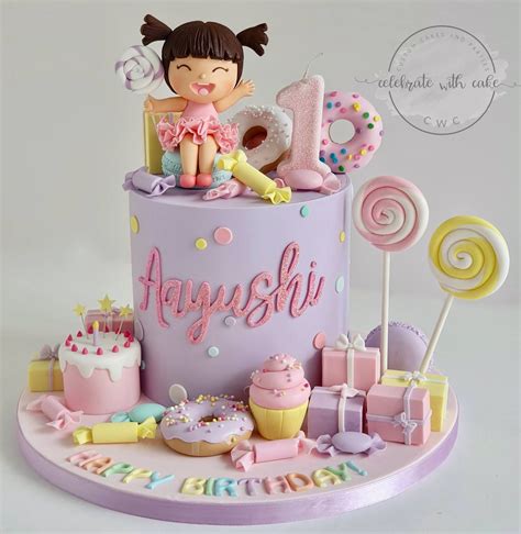 celebrate  cake girl  candyland st birthday single tier cake