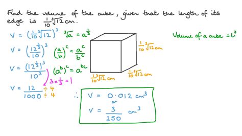 question video finding  volume   cube   edge length nagwa