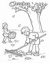 Cleaning Drawing Coloring Pages Boy Girl Colouring Leaves Fall Kids House Children Vector Embroidery Getdrawings Lady Girls Watercolor Vintage Books sketch template