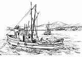 Fishing Boat Coloring Bateau Pages Peche Barco Pesquero Printable sketch template