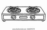 Stove Gas Drawing Sketch Coloring Template Stoves sketch template
