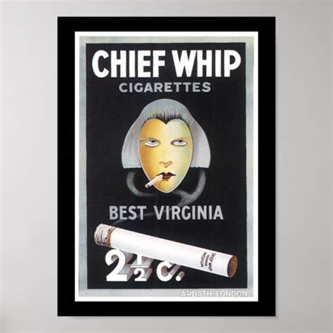 chief whip cigarette advertisement poster zazzle