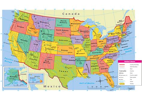 mapa de estados unidos politico  nombres estados  capitales