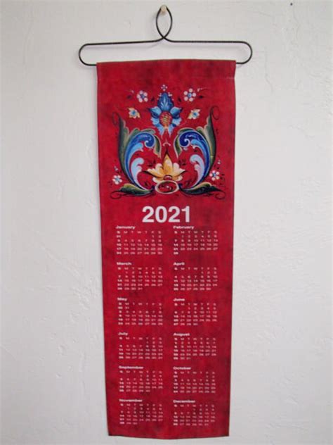 Scandinavian Norwegian Rosemaling Calendar Wall Hanging For 2021 Ebay