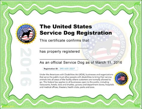 service dog certificate template luxury training certificates intended