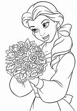 Belle Coloring Princess Disney Pages Glitter Color Baby Flowers Drawing Kids Flower Print Carry Printable Bell Princesses Clipart Clip Cinderella sketch template