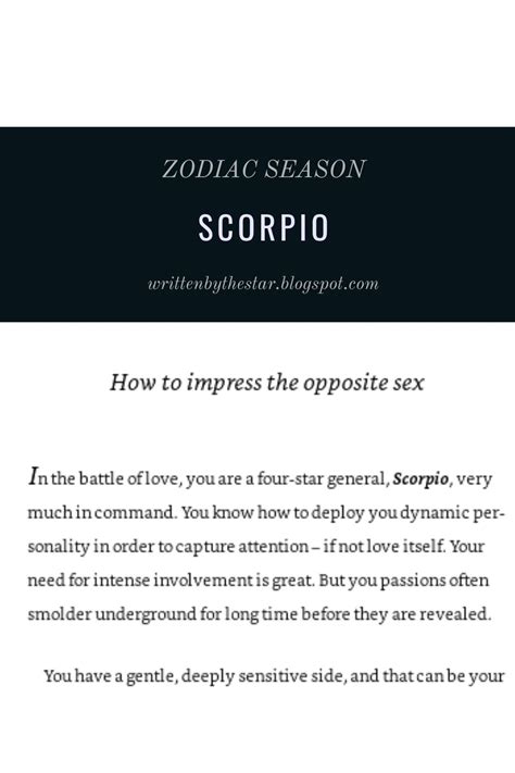 scorpio how to impress the opposite sex