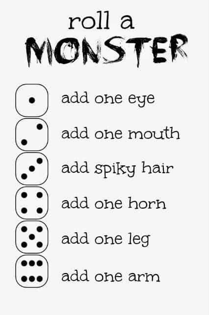 roll  monster game   printable monster activities monster