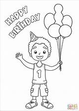Coloring Birthday Happy Boy Pages Supercoloring Boys sketch template