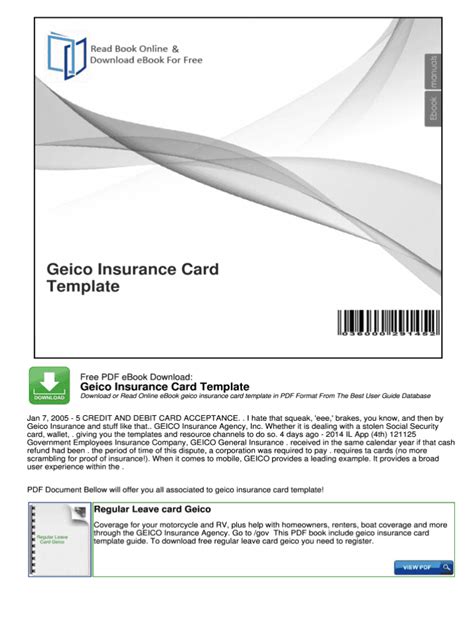 geico insurance card template fill  printable  car