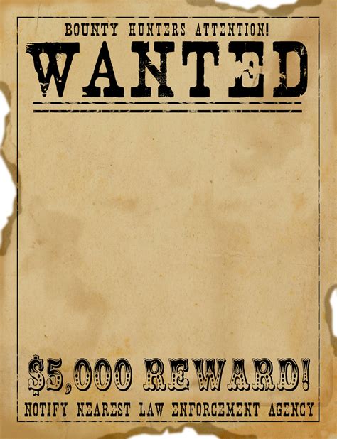 wanted poster template printable collection