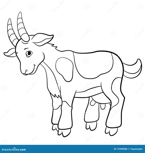 coloring pages farm animals cute goat stock vector illustration