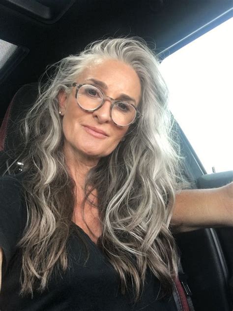 Celebrity Reading Glasses Get The Look Gray Hair Highlights Grey