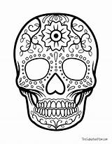 Coloring Pages Muertos Los Sugar Skull Dead Printable Dia Skulls Mexican Día sketch template