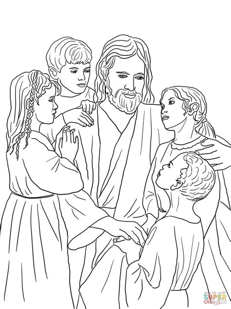 jesus welcoming children coloring page