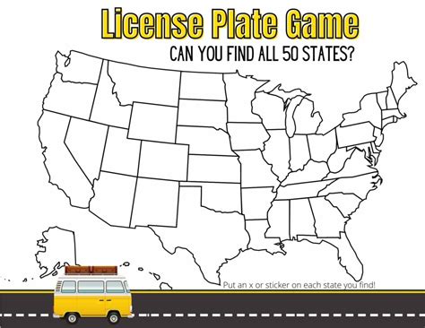 printable license plate game  kids road trip games   car