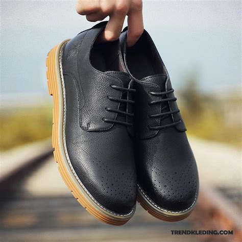 leren schoenen heren trend brits textiel casual mannen skateboard schoenen zwart goedkoop