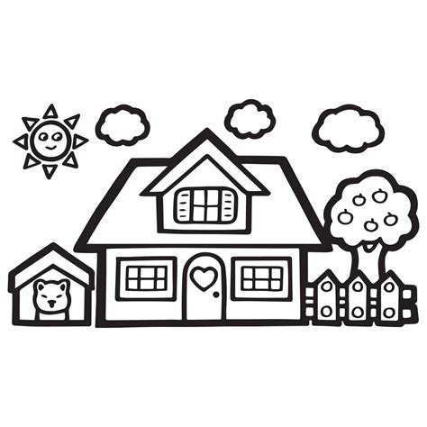 single cute house coloring page  kids  vector art  vecteezy