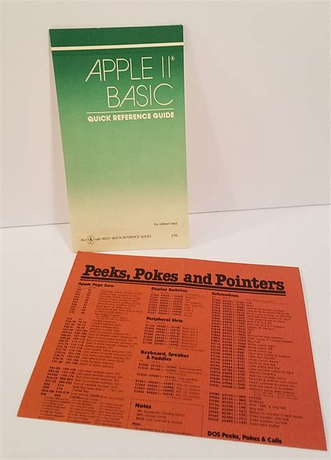 apple ii basic quick reference guide  peeks pokes  pointers  media museum