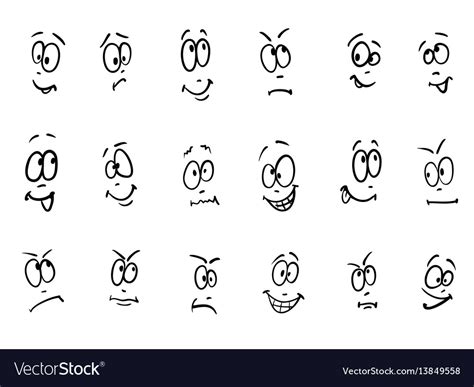 Emotion Set Of Cartoon Facial Expressions Vector Image