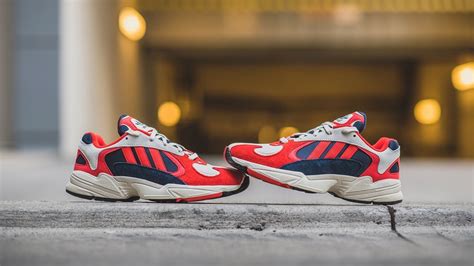 adidas yung  collegiate navy red review  feet youtube