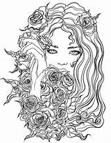 Coloring Pages Pretty Girl Beautiful Adults Girls Women App Recolor Colouring Flowers Color Adult Printable Print Colors sketch template