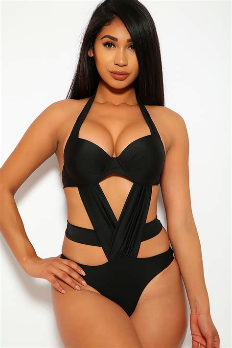 black strappy cut out sexy monokini women of edm