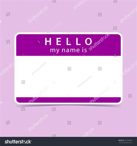 Violet Name Tag Blank Sticker Hello My Name Is Rounded