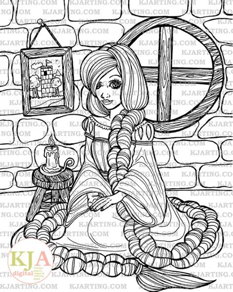 rapunzel  tower coloring page lineart printable kjarting coloring pages  print