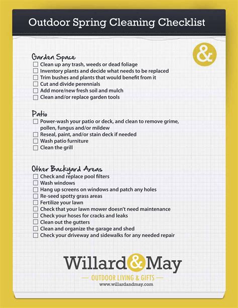 Printable Outdoor Spring Cleaning Checklist Allfreepa